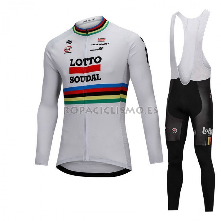 2018 Maillot Campione Lotto Soudal Tirantes Mangas Largas blanco